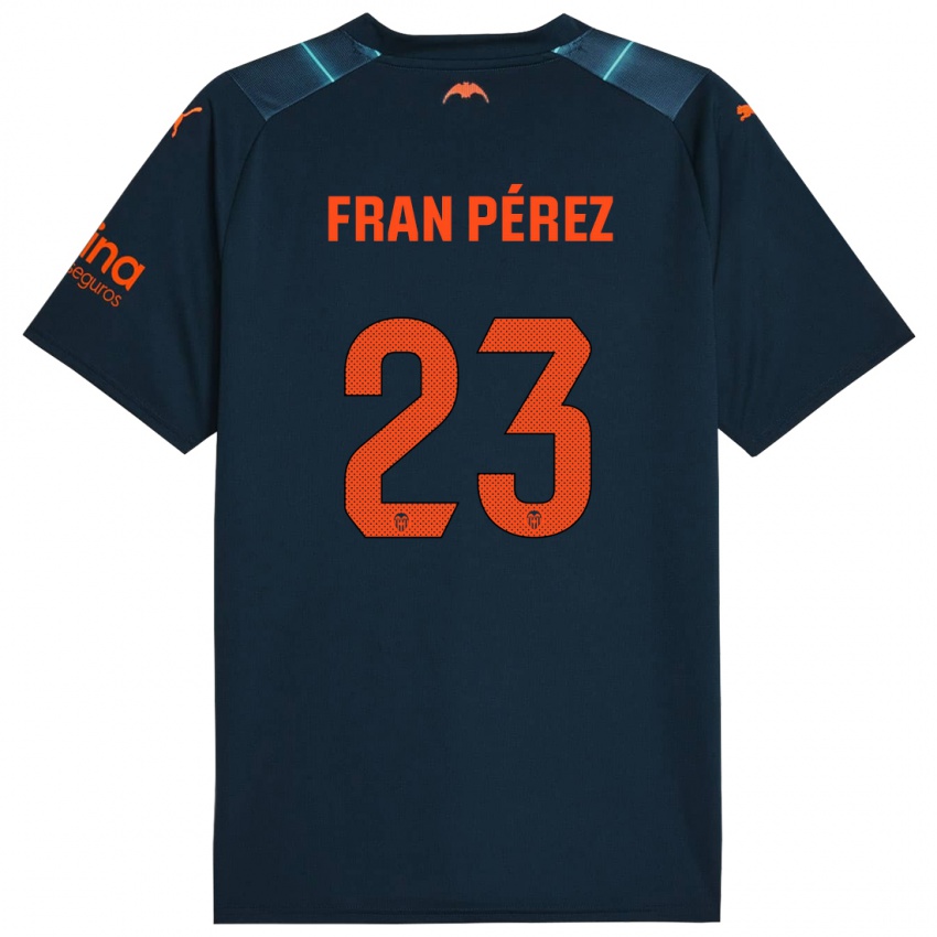 Mujer Camiseta Fran Pérez #23 Azul Marino 2ª Equipación 2023/24 La Camisa