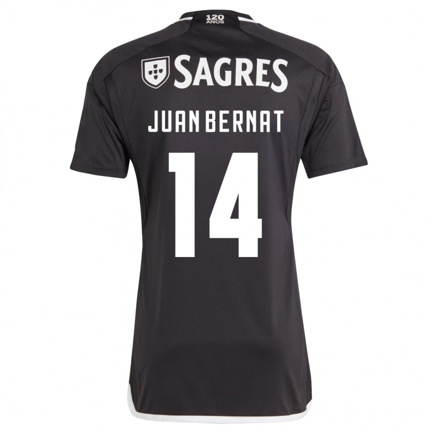 Mujer Camiseta Juan Bernat #14 Negro 2ª Equipación 2023/24 La Camisa
