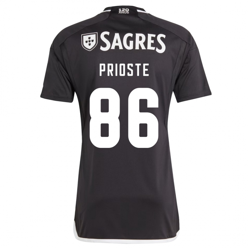 Mujer Camiseta Diogo Prioste #86 Negro 2ª Equipación 2023/24 La Camisa