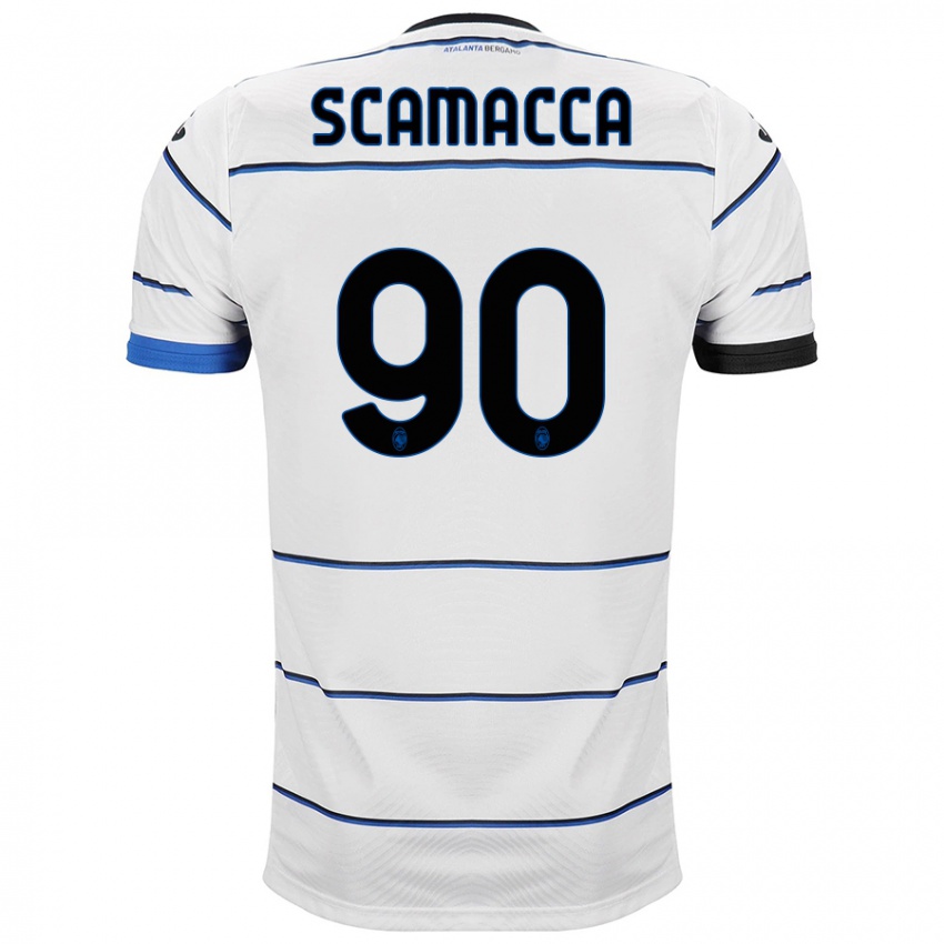 Mujer Camiseta Gianluca Scamacca #90 Blanco 2ª Equipación 2023/24 La Camisa
