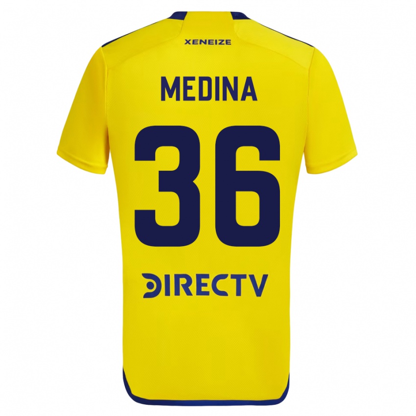 Mujer Camiseta Cristian Medina #36 Amarillo 2ª Equipación 2023/24 La Camisa