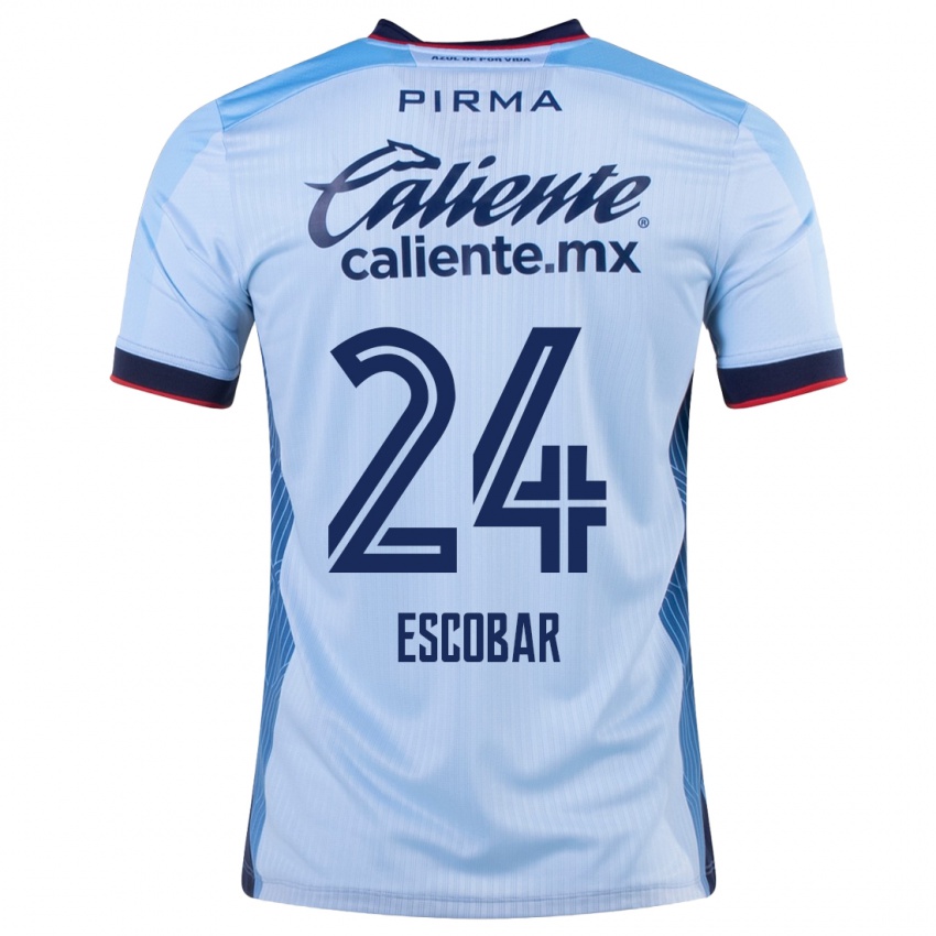 Mujer Camiseta Juan Escobar #24 Cielo Azul 2ª Equipación 2023/24 La Camisa