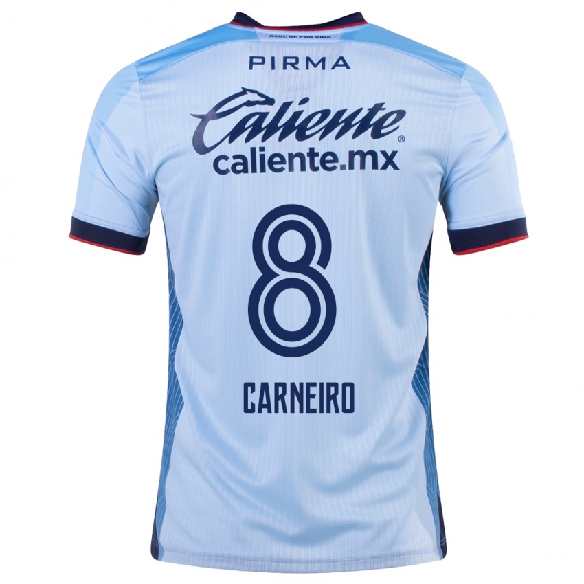 Mujer Camiseta Gonzalo Carneiro #8 Cielo Azul 2ª Equipación 2023/24 La Camisa