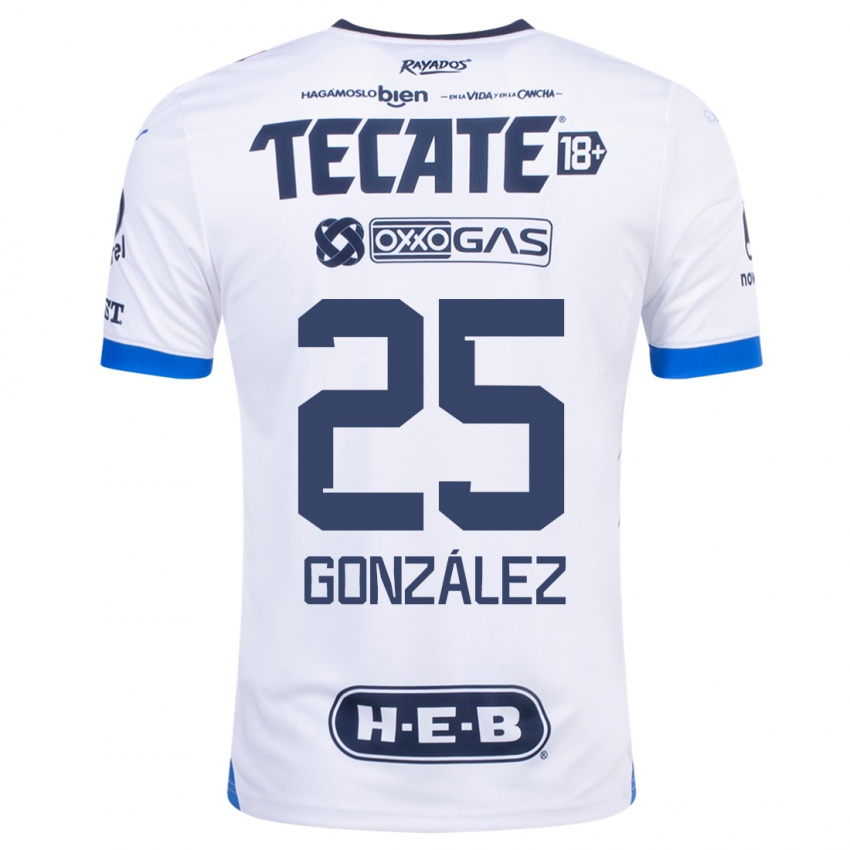Mujer Camiseta Jonathan González #25 Blanco 2ª Equipación 2023/24 La Camisa