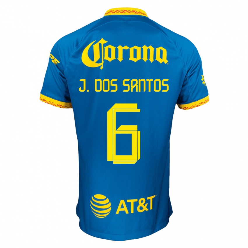 Mujer Camiseta Jonathan Dos Santos #6 Azul 2ª Equipación 2023/24 La Camisa