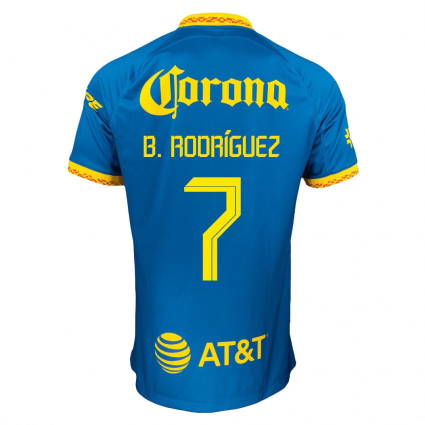 Mujer Camiseta Brian Rodríguez #7 Azul 2ª Equipación 2023/24 La Camisa