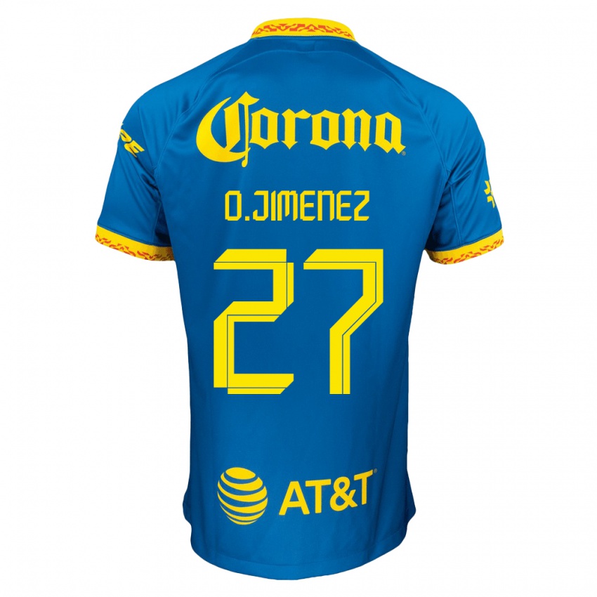 Mujer Camiseta Oscar Jimenez #27 Azul 2ª Equipación 2023/24 La Camisa