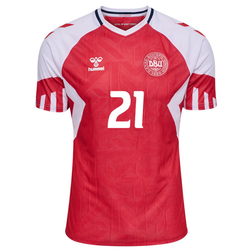 Niño Camiseta Dinamarca Alexander Bah #21 Rojo 1ª Equipación 24-26 La Camisa