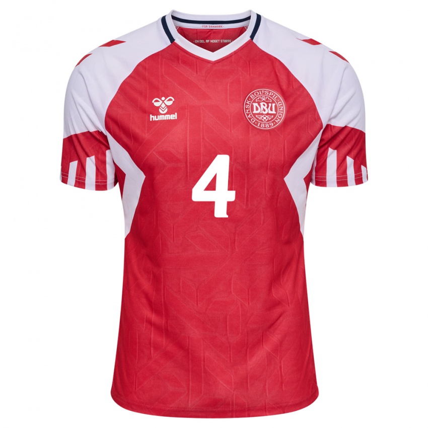 Niño Camiseta Dinamarca Isabella Obaze #4 Rojo 1ª Equipación 24-26 La Camisa