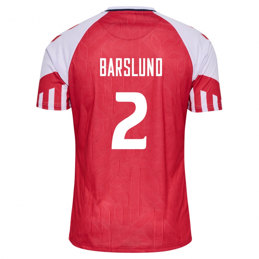Niño Camiseta Dinamarca Kaare Barslund #2 Rojo 1ª Equipación 24-26 La Camisa