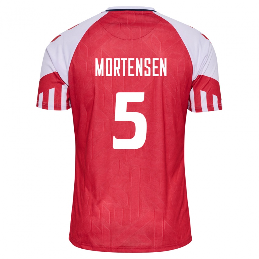 Niño Camiseta Dinamarca Gustav Mortensen #5 Rojo 1ª Equipación 24-26 La Camisa