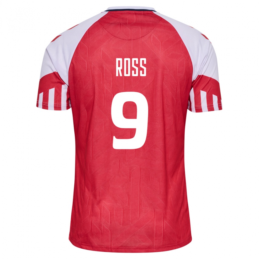 Niño Camiseta Dinamarca Oliver Ross #9 Rojo 1ª Equipación 24-26 La Camisa