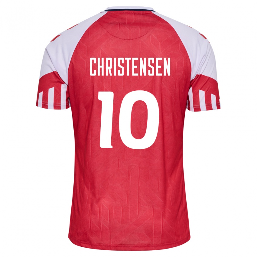 Niño Camiseta Dinamarca Gustav Christensen #10 Rojo 1ª Equipación 24-26 La Camisa