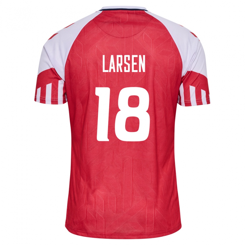 Niño Camiseta Dinamarca Lukas Larsen #18 Rojo 1ª Equipación 24-26 La Camisa