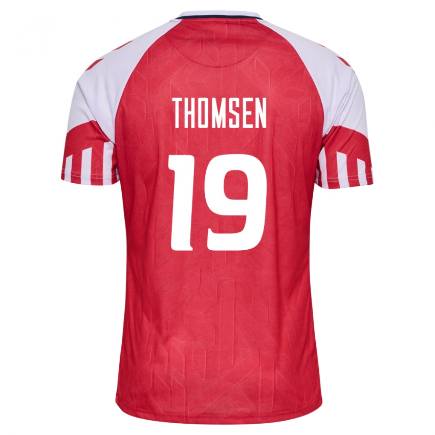 Niño Camiseta Dinamarca Janni Thomsen #19 Rojo 1ª Equipación 24-26 La Camisa