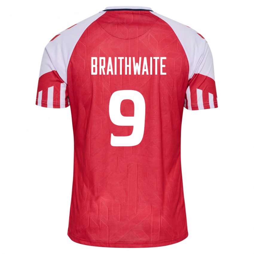 Niño Camiseta Dinamarca Martin Braithwaite #9 Rojo 1ª Equipación 24-26 La Camisa