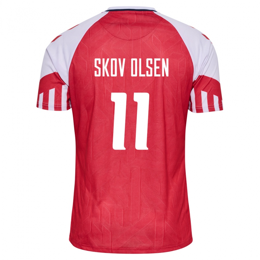 Niño Camiseta Dinamarca Andreas Skov Olsen #11 Rojo 1ª Equipación 24-26 La Camisa