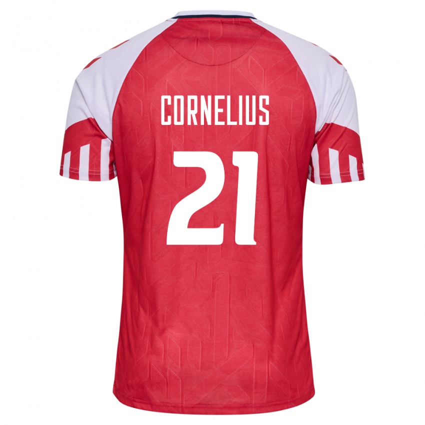 Niño Camiseta Dinamarca Andreas Cornelius #21 Rojo 1ª Equipación 24-26 La Camisa