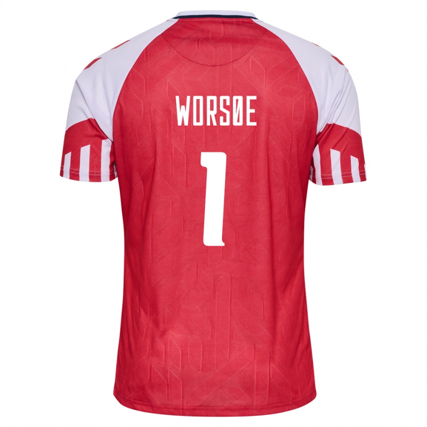 Niño Camiseta Dinamarca Laura Worsoe #1 Rojo 1ª Equipación 24-26 La Camisa