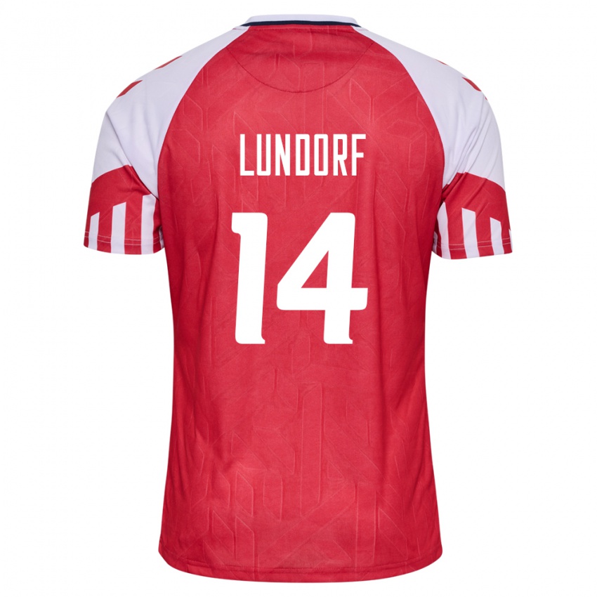 Niño Camiseta Dinamarca Matilde Lundorf #14 Rojo 1ª Equipación 24-26 La Camisa