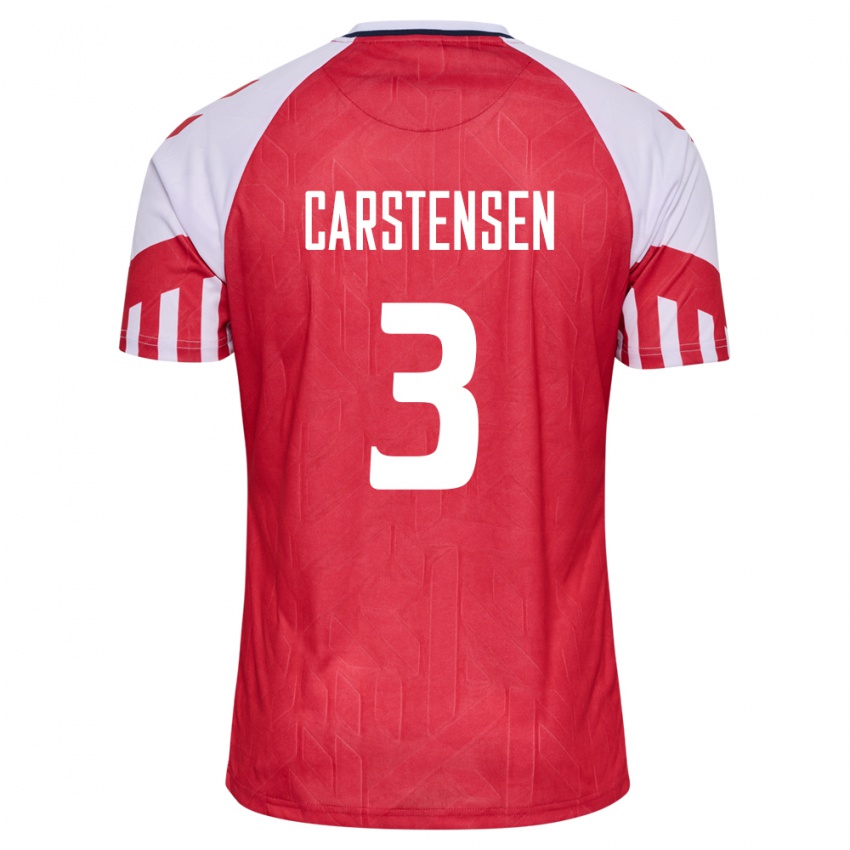 Niño Camiseta Dinamarca Rasmus Carstensen #3 Rojo 1ª Equipación 24-26 La Camisa