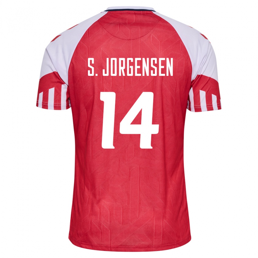 Niño Camiseta Dinamarca Sebastian Jorgensen #14 Rojo 1ª Equipación 24-26 La Camisa