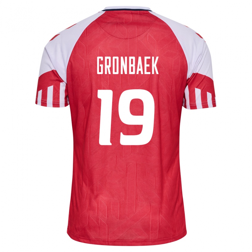 Niño Camiseta Dinamarca Albert Gronbaek #19 Rojo 1ª Equipación 24-26 La Camisa