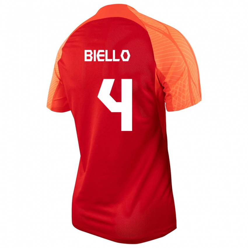 Niño Camiseta Canadá Alessandro Biello #4 Naranja 1ª Equipación 24-26 La Camisa