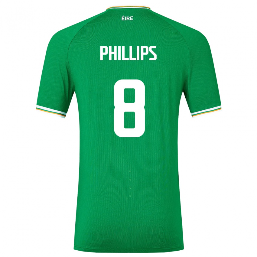 Niño Camiseta Irlanda Killian Phillips #8 Verde 1ª Equipación 24-26 La Camisa