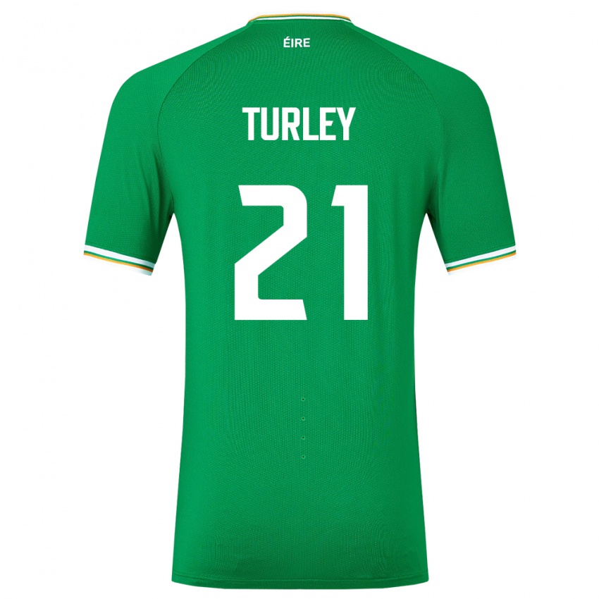 Niño Camiseta Irlanda Freddie Turley #21 Verde 1ª Equipación 24-26 La Camisa