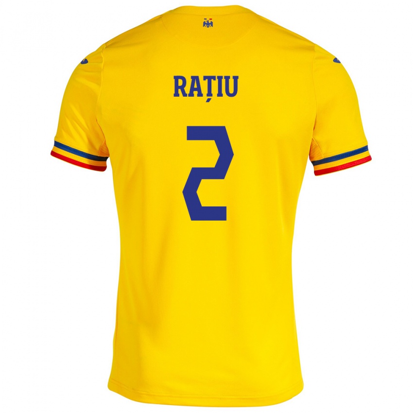 Niño Camiseta Rumania Andrei Rațiu #2 Amarillo 1ª Equipación 24-26 La Camisa