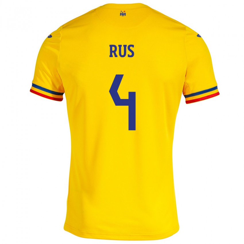 Niño Camiseta Rumania Adrian Rus #4 Amarillo 1ª Equipación 24-26 La Camisa