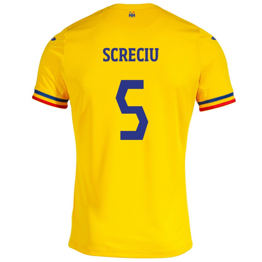 Niño Camiseta Rumania Vladimir Screciu #5 Amarillo 1ª Equipación 24-26 La Camisa