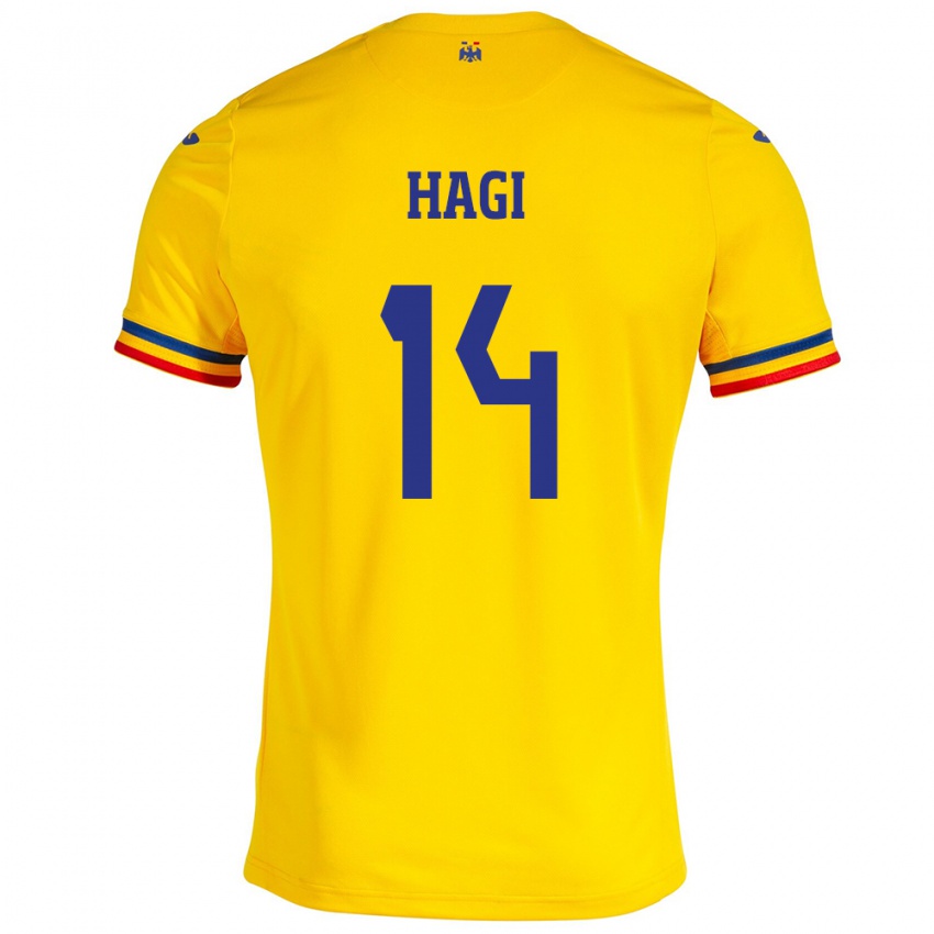 Niño Camiseta Rumania Ianis Hagi #14 Amarillo 1ª Equipación 24-26 La Camisa