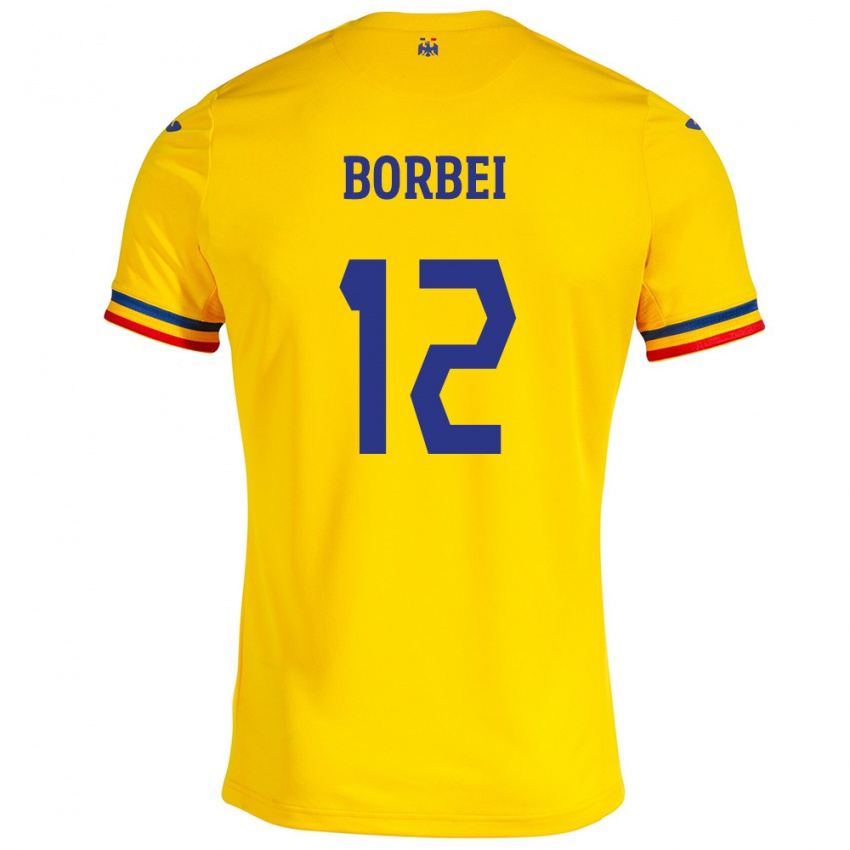 Niño Camiseta Rumania Alexandru Borbei #12 Amarillo 1ª Equipación 24-26 La Camisa