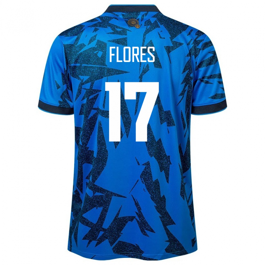 Niño Camiseta El Salvador Diego Flores #17 Azul 1ª Equipación 24-26 La Camisa