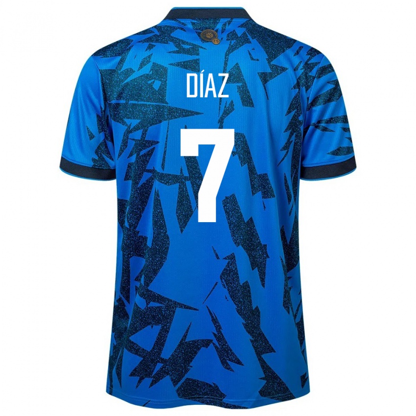 Niño Camiseta El Salvador Nelson Díaz #7 Azul 1ª Equipación 24-26 La Camisa