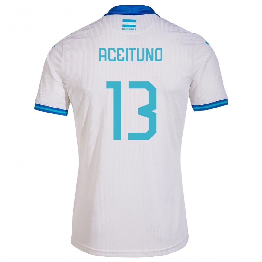 Niño Camiseta Honduras Marco Aceituno #13 Blanco 1ª Equipación 24-26 La Camisa