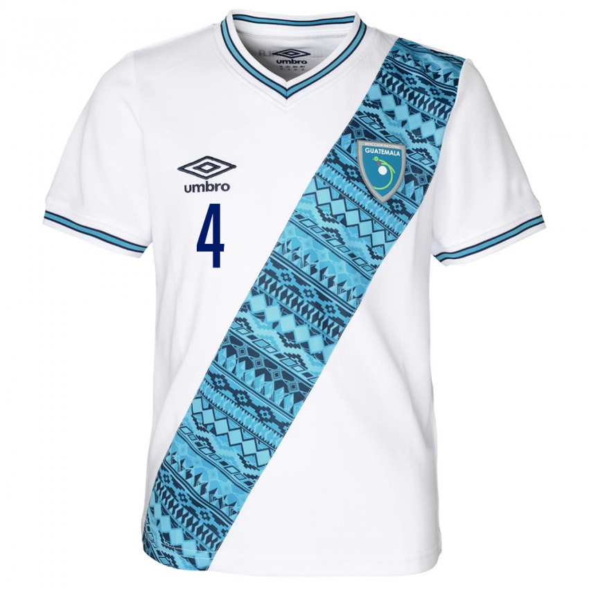 Niño Camiseta Guatemala José Carlos Pinto #4 Blanco 1ª Equipación 24-26 La Camisa