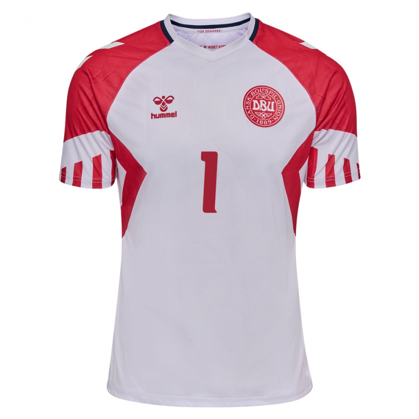 Niño Camiseta Dinamarca Kasper Schmeichel #1 Blanco 2ª Equipación 24-26 La Camisa