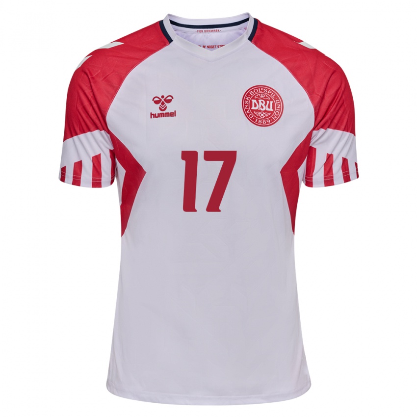 Niño Camiseta Dinamarca Jens Stryger Larsen #17 Blanco 2ª Equipación 24-26 La Camisa