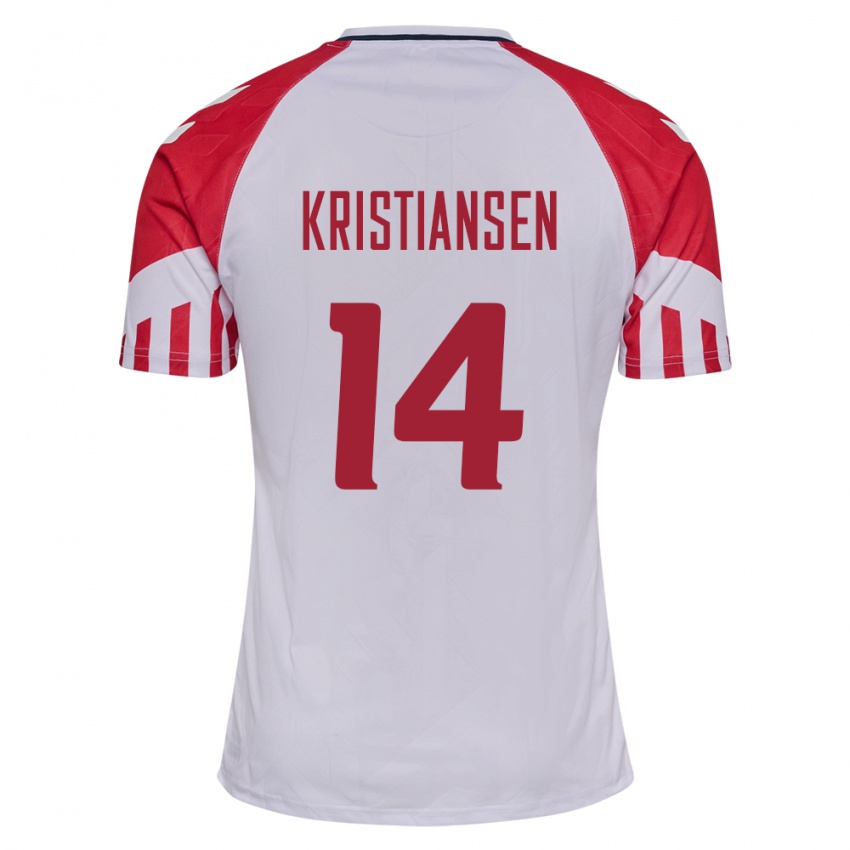 Niño Camiseta Dinamarca Victor Kristiansen #14 Blanco 2ª Equipación 24-26 La Camisa