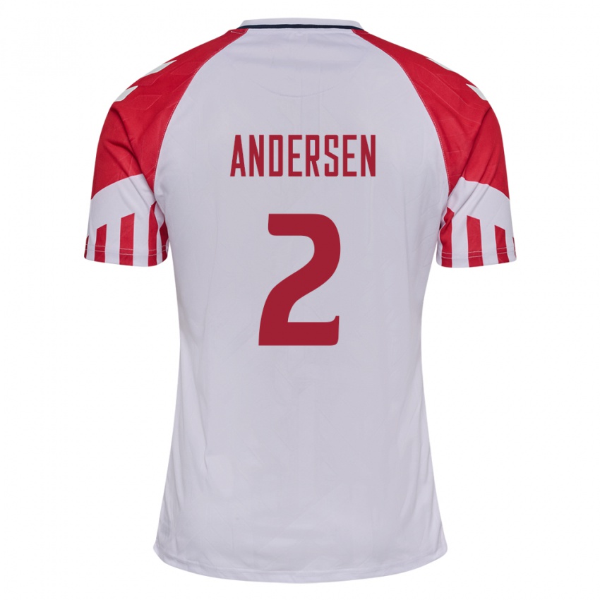 Niño Camiseta Dinamarca Joachim Andersen #2 Blanco 2ª Equipación 24-26 La Camisa