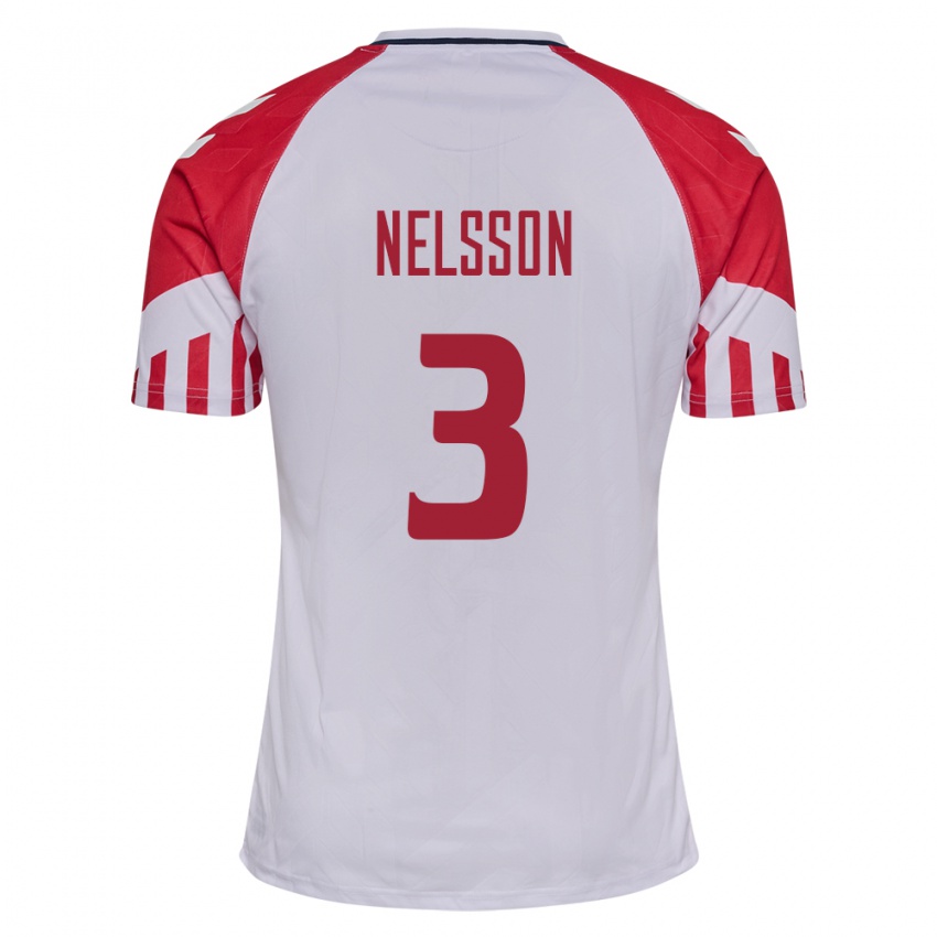 Niño Camiseta Dinamarca Victor Nelsson #3 Blanco 2ª Equipación 24-26 La Camisa