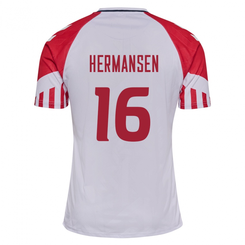 Niño Camiseta Dinamarca Mads Hermansen #16 Blanco 2ª Equipación 24-26 La Camisa