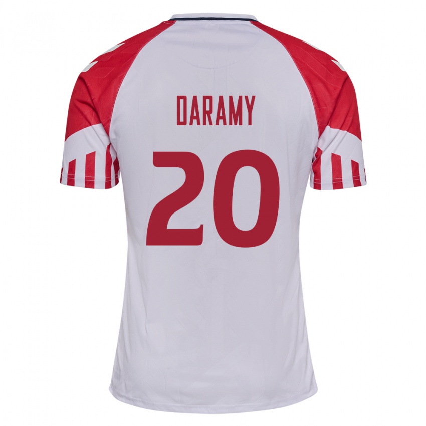 Niño Camiseta Dinamarca Mohamed Daramy #20 Blanco 2ª Equipación 24-26 La Camisa