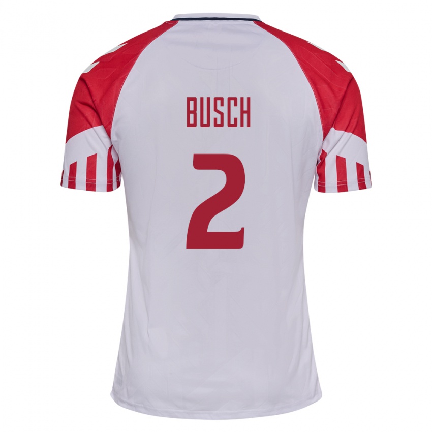 Niño Camiseta Dinamarca Alexander Busch #2 Blanco 2ª Equipación 24-26 La Camisa