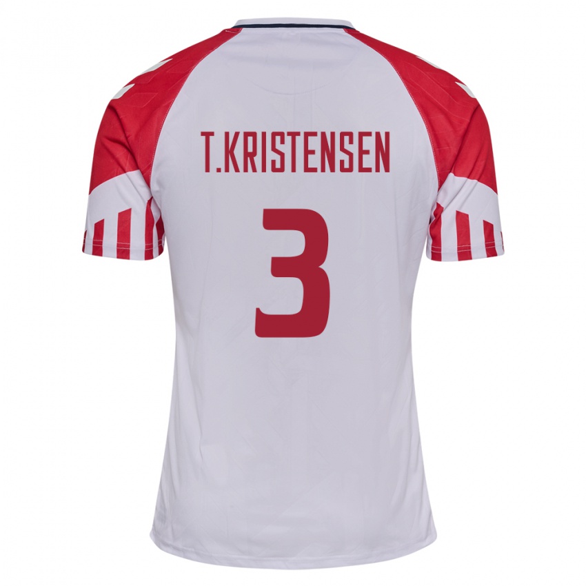 Niño Camiseta Dinamarca Thomas Kristensen #3 Blanco 2ª Equipación 24-26 La Camisa