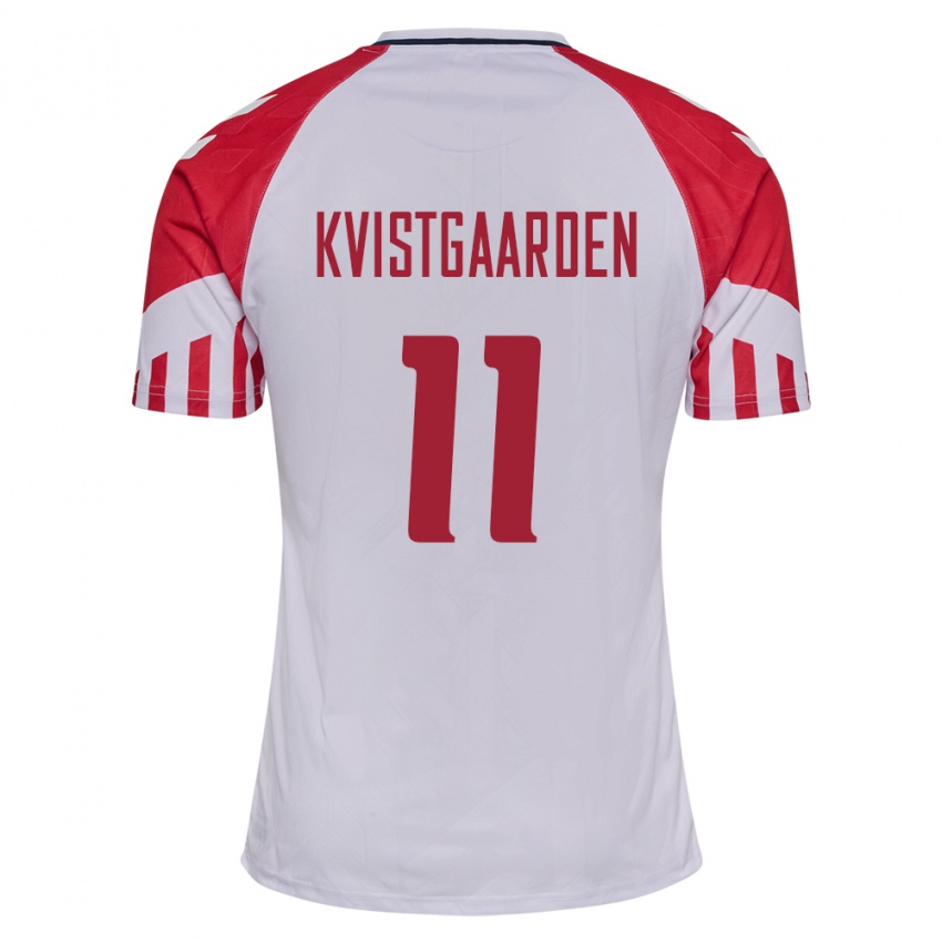Niño Camiseta Dinamarca Mathias Kvistgaarden #11 Blanco 2ª Equipación 24-26 La Camisa