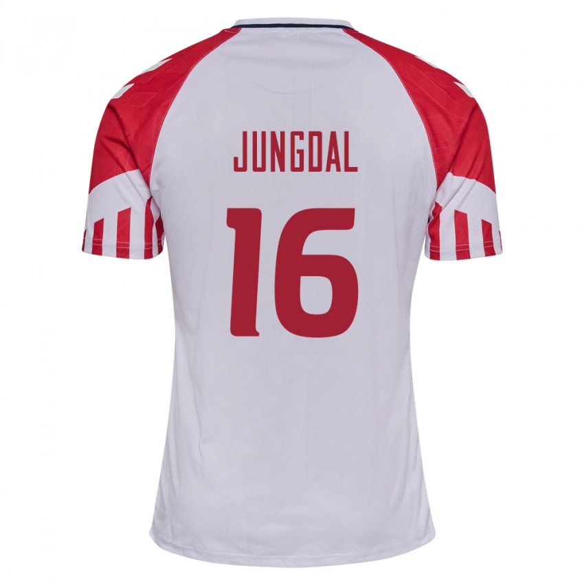 Niño Camiseta Dinamarca Andreas Jungdal #16 Blanco 2ª Equipación 24-26 La Camisa